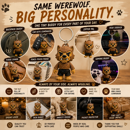 Flexi Wolfman Keychain – Articulated 3D Printed Fidget Toy