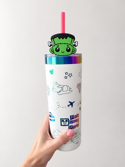 Frankenstein Straw Topper: 3D-Printed Halloween Tumbler Accessory, 8.5 or 10 mm