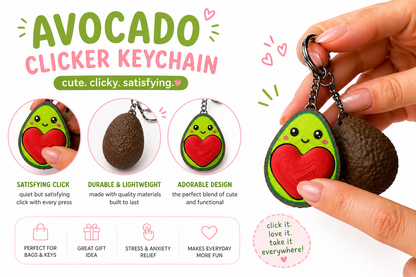 avocado clicker keychain cute fidget toy for stress relief