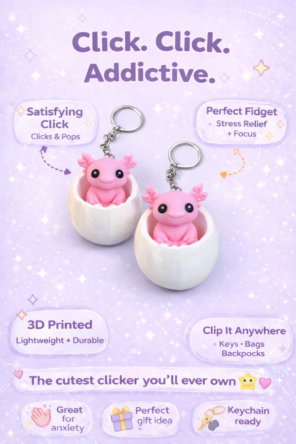 Axolotl Fidget Clicker – Cute Axolotl Keyboard Clicker