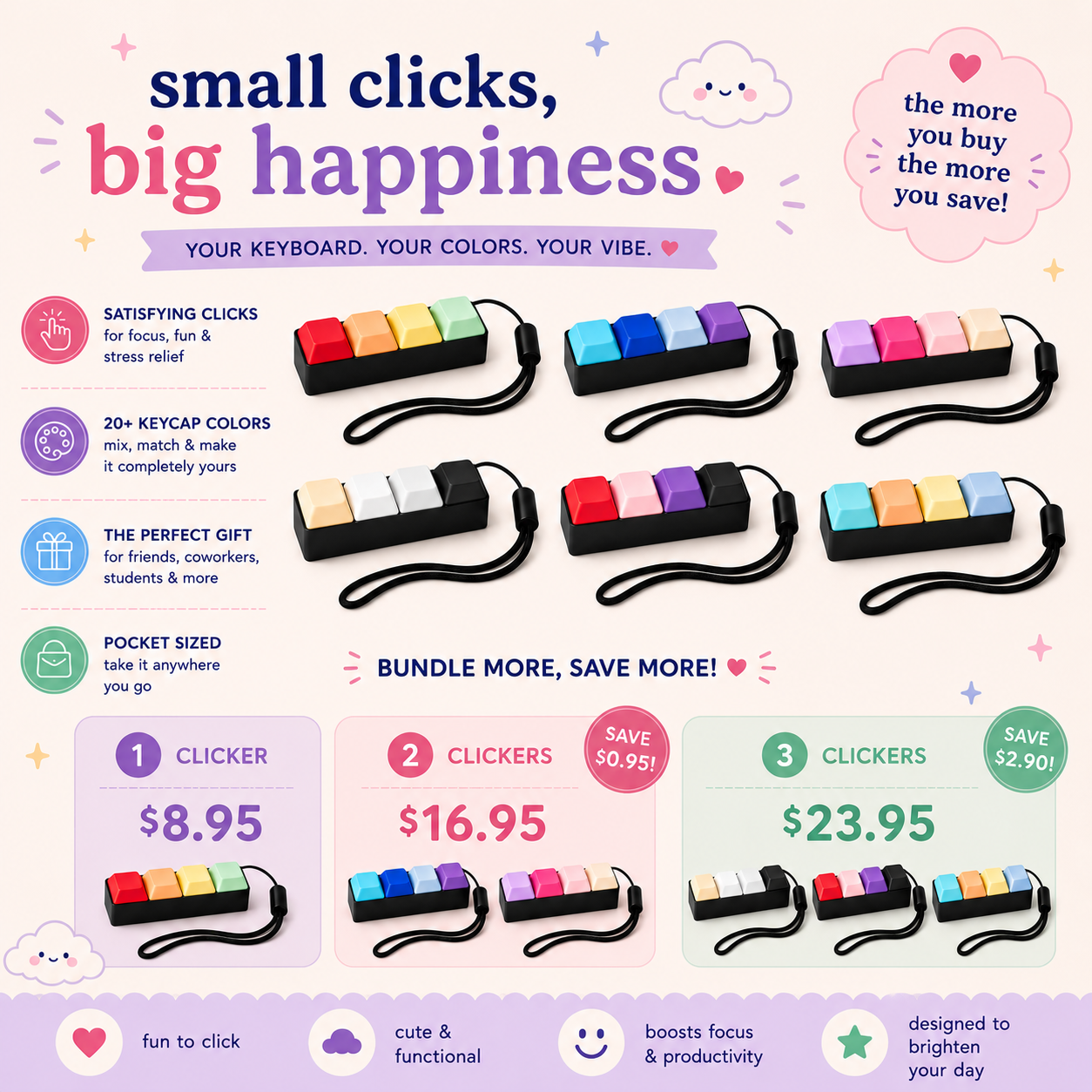 Keyboard Fidget, Keyboard Click Keychain