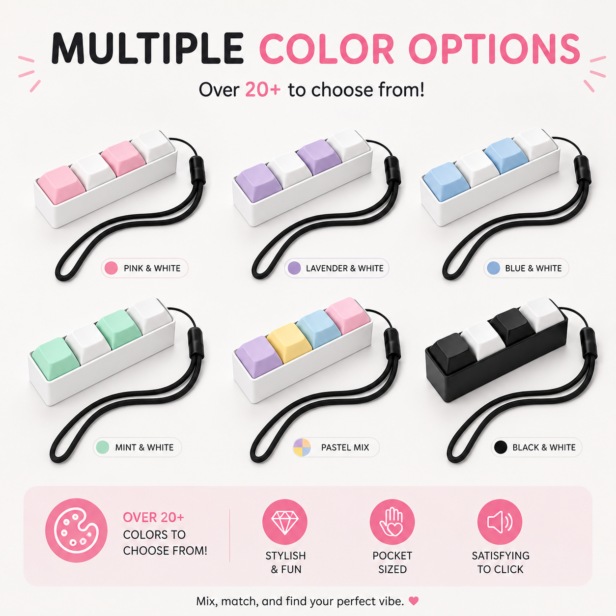 Colorful keychain organizers with multiple color options on a white background