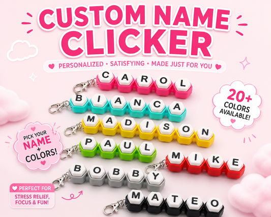 Personalized Clicker Fidget – Custom Name Keycap Clicker | 3D Printed Desk Toy | Mechanical Keyboard Switch Fidget
