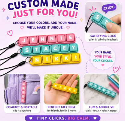 Personalized Keyboard Clicker Fidget – Custom Name Keycap Clicker | 3D Printed Desk Toy | Mechanical Keyboard Switch Fidget