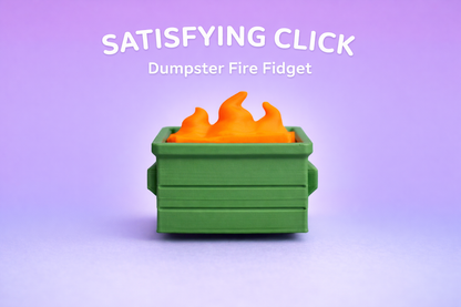 Dumpster Fire Clicky Fidget – Funny Desk Clicker | Mechanical Switch Stress Relief Toy | 3D Printed ASMR Fidget