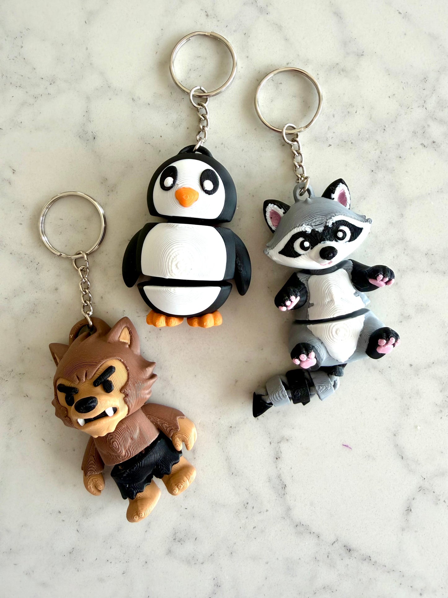 Articulated Penguin Keychain – Wiggly Jiggly Fidget Toy, Cute Penguin Keychain, Sensory Stress Relief Gift