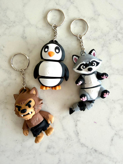 Articulated Penguin Keychain – Wiggly Jiggly Fidget Toy, Cute Penguin Keychain, Sensory Stress Relief Gift