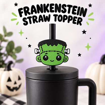 Frankenstein Straw Topper: 3D-Printed Halloween Tumbler Accessory, 8.5 or 10 mm