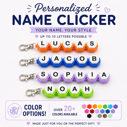 Personalized Clicker Fidget – Custom Name Keycap Clicker | 3D Printed Desk Toy | Mechanical Keyboard Switch Fidget