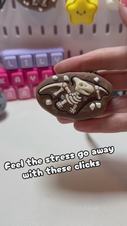 Dinosaur Fossil Fidget Clicker | Prehistoric Desk Toy | ASMR Clicky Keychain | Unique Stress Relief Gift