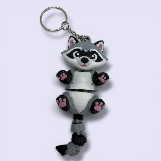 Articulated Raccoon Keychain – Cute Wiggle Fidget Toy
