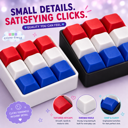 Mechanical Clicky Fidget, Keyboard Switch, ASMR Fidget, Stim Toy, Button Clicker Keyboard Fidget, 9 Key Caps, DIY