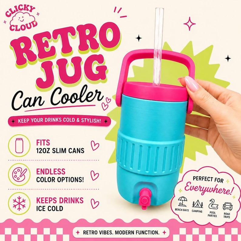 Retro Can Cooler | 12oz Standard & Slim Can Cooler | Colorful Drink Sleeve