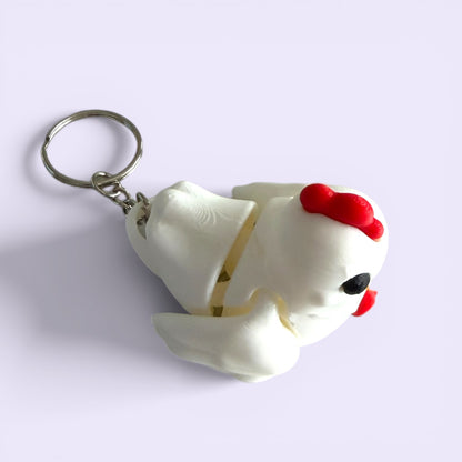 Articulated Chicken Keychain – Wiggly Jiggly Fidget Toy, Cute Farm Animal Keychain, Sensory Stress Relief Gift