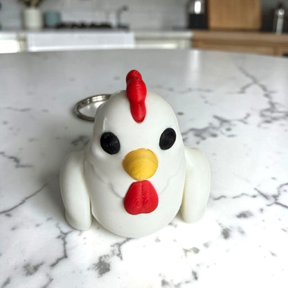 Articulated Chicken Keychain – Wiggly Jiggly Fidget Toy, Cute Farm Animal Keychain, Sensory Stress Relief Gift